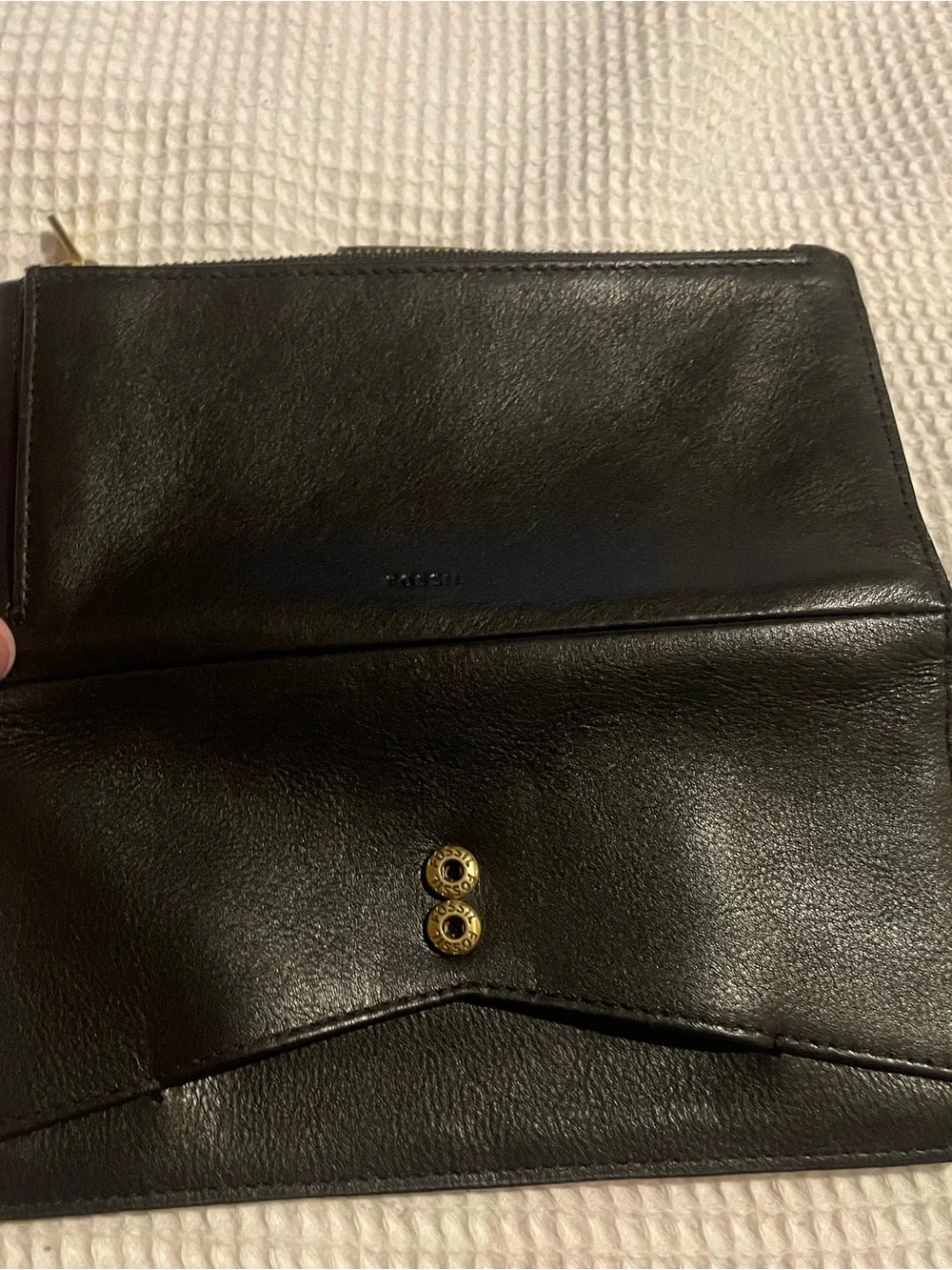Fossil Black Leather Wristlet with Card Slots